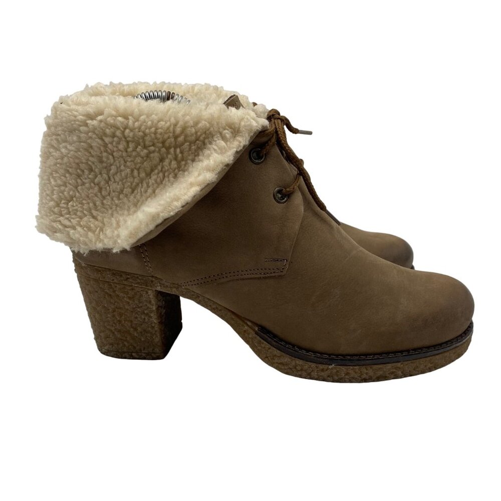 Maria Tan Suede leather Sherpa Lined Fold over ankle Bootie made in Italy 38/8